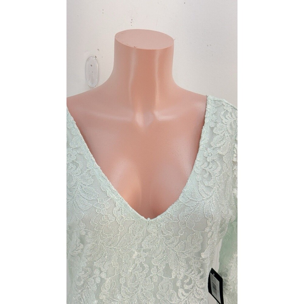 NWT Marina Women's Size 10 Mint Aqua Lace Sleeveless A-Line Maxi Dress Gown Prom - Picture 6 of 16